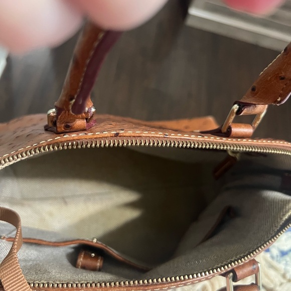 Dooney & Bourke Rich Brown Ostrich Embossed Satchel